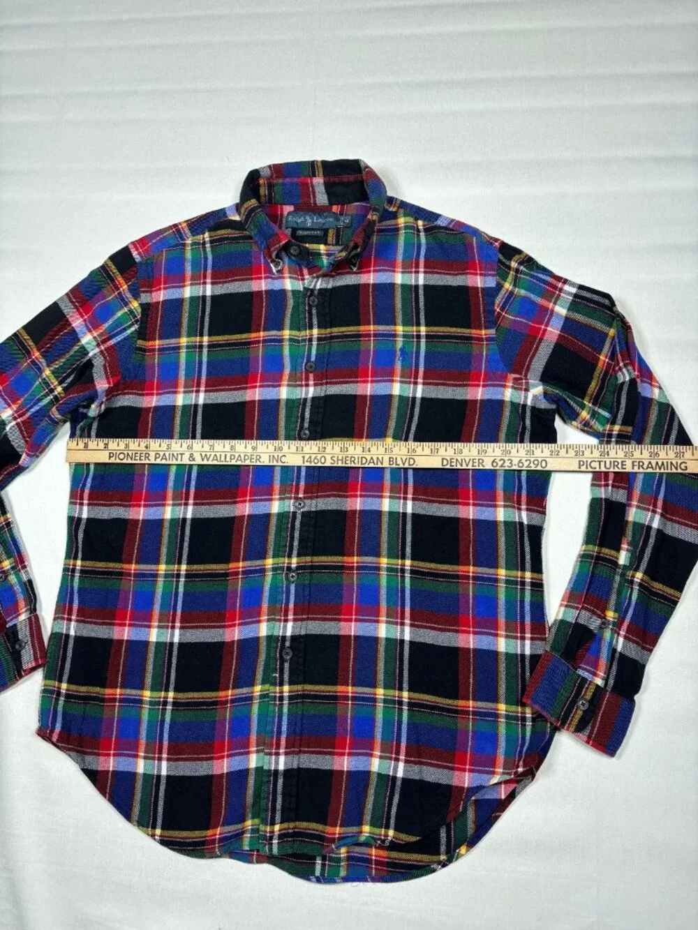 Polo Ralph Lauren Mens Plaid Flannel Shirt Multicolor Long Sleeve Custom Fit